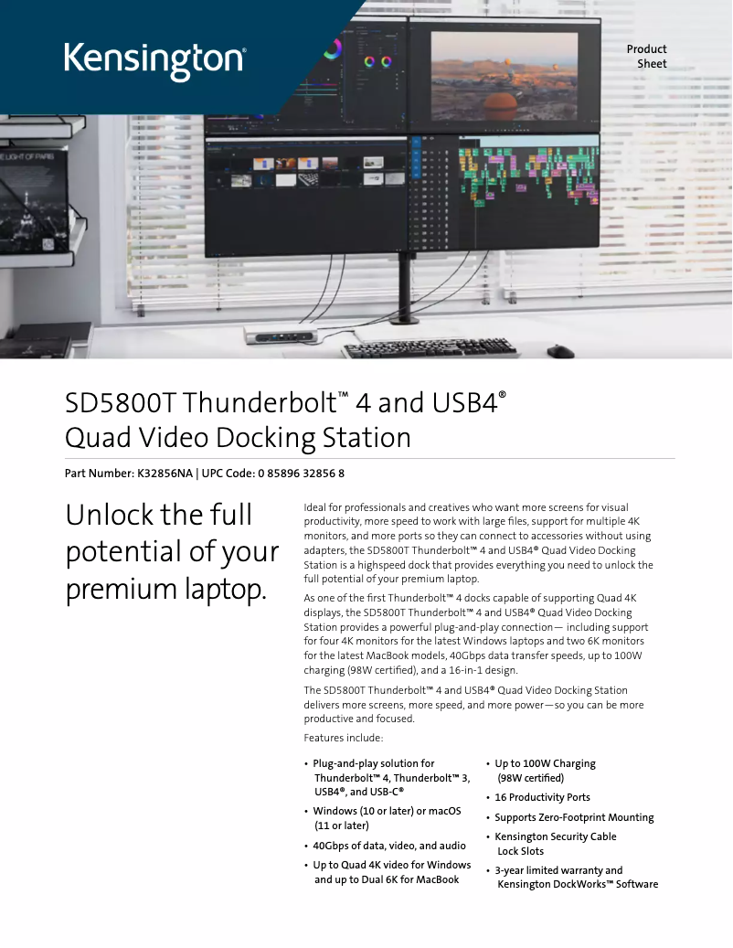 Page n°1 - Manuel utilisateur Kensington SD5800T