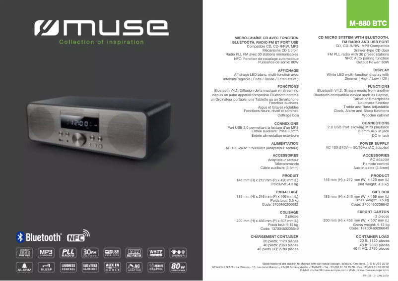 Página 1 del manual Manual de usuario Muse M-880 BTC