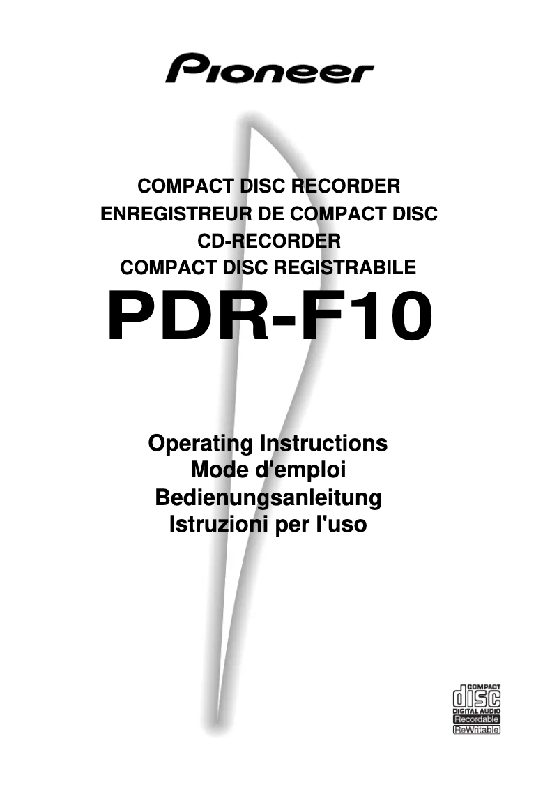 Page n°1 - Manuel utilisateur Pioneer PDR-F10