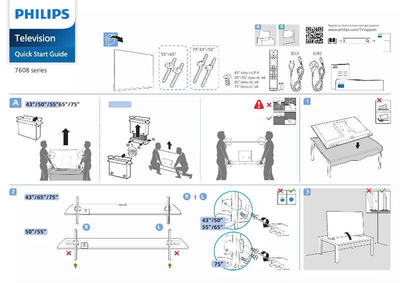 Page 1 of the manual Quick Start Guide Philips 55PUS7608