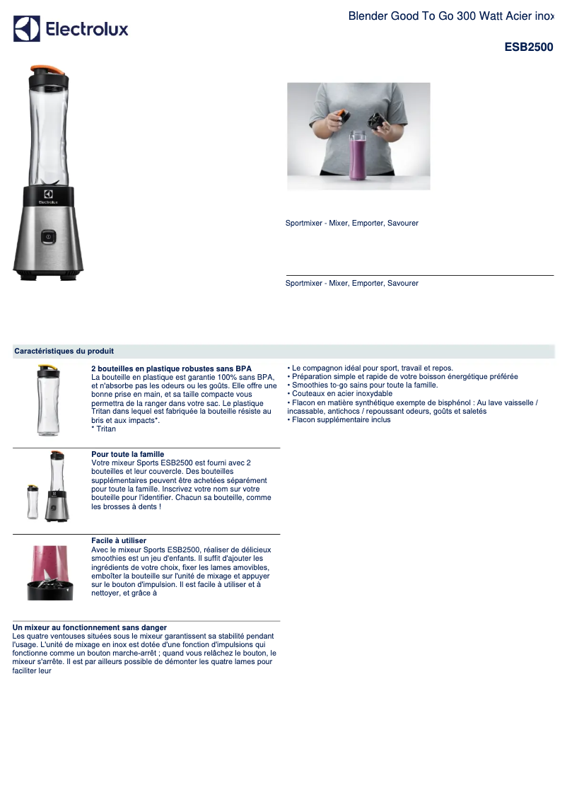 Image de la première page du manuel de l'appareil ESB2500