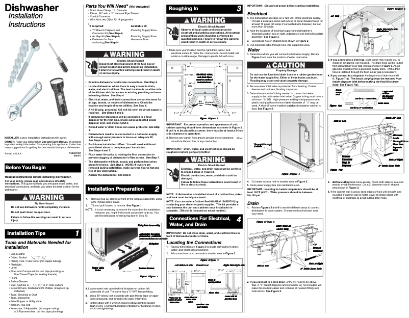 Page n°1 - Guide d'installation Frigidaire GLD3450RDQ