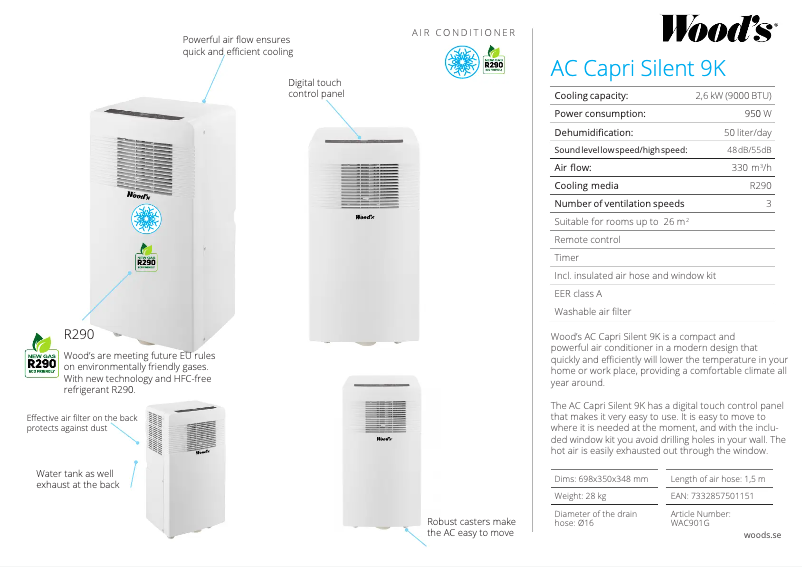 Image de la première page du manuel de l'appareil Capri Silent 9K