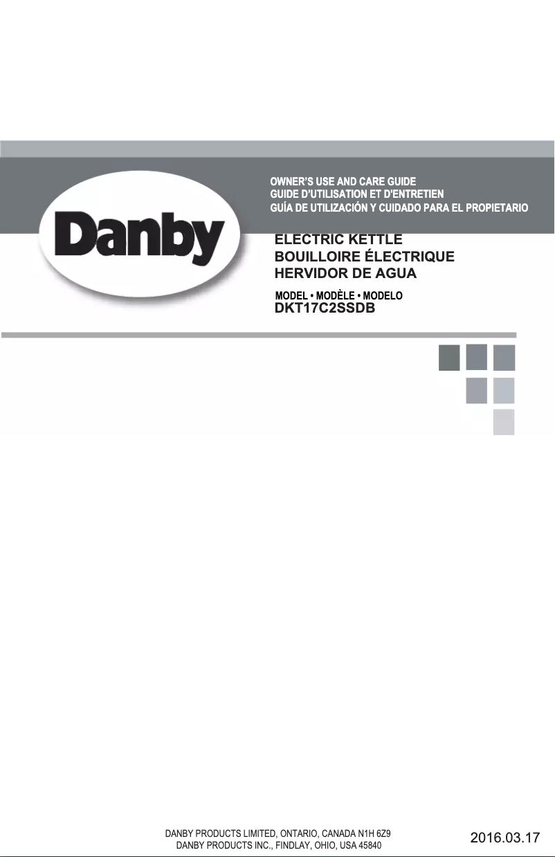 Page n°1 - Manuel utilisateur Danby DKT17C2