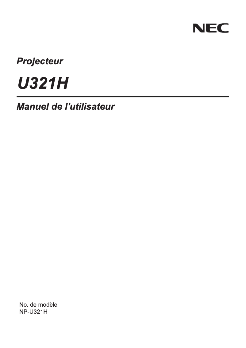 Page 1 de la notice Manuel utilisateur NEC U321Hi