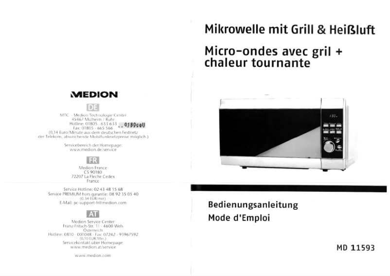 Page 1 de la notice Manuel utilisateur Medion MD11593