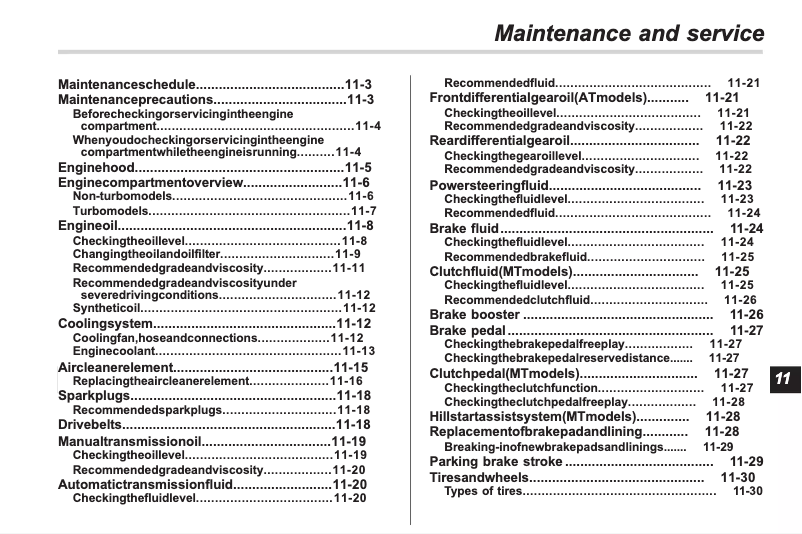 Page 1 de la notice Manuel d'utilisation et d'entretien Subaru Forester (2010)