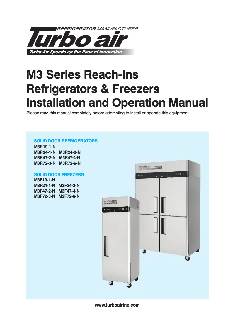Page 1 de la notice Manuel utilisateur Turbo air M3R47-4-N