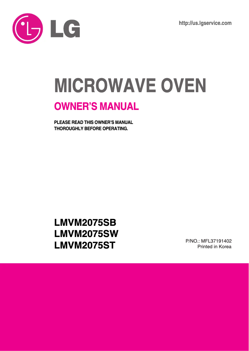 Page 1 de la notice Manuel utilisateur LG LMVM2075
