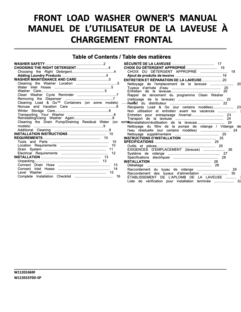 Imagen de la primera página del manual del dispositivo WFW6720RW
