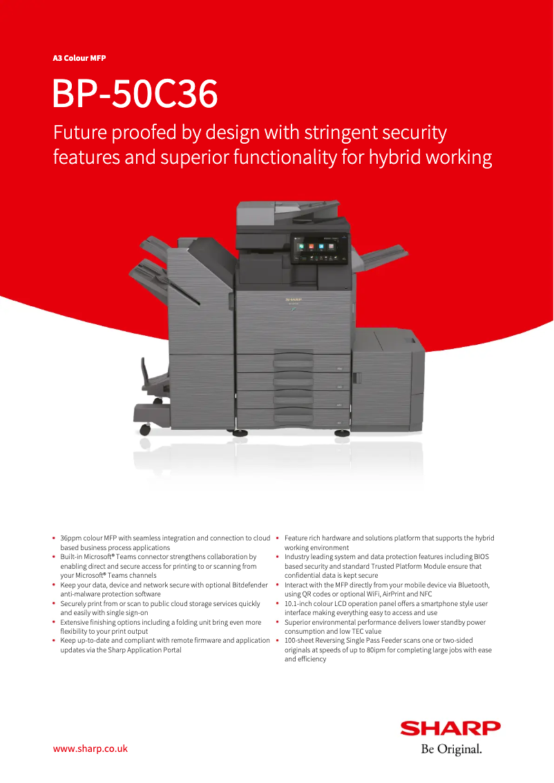 Página 1 del manual Ficha técnica Sharp BP-50C36