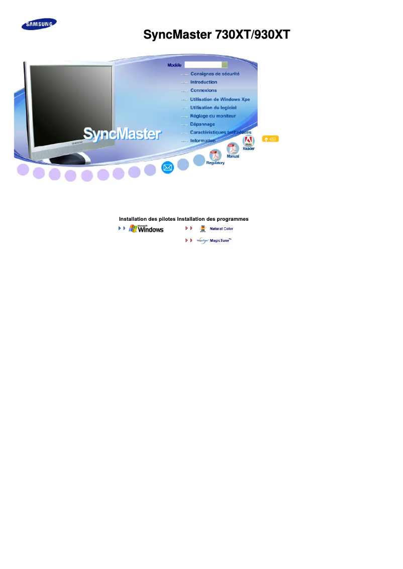 Page 1 de la notice Manuel utilisateur Samsung SyncMaster 730XT
