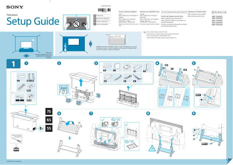 Page n°1 - Guide d'installation Sony Bravia XBR-75X940E