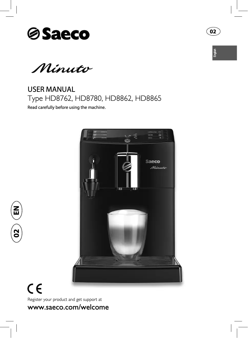 Image de la première page du manuel de l'appareil Saeco Minuto HD8862