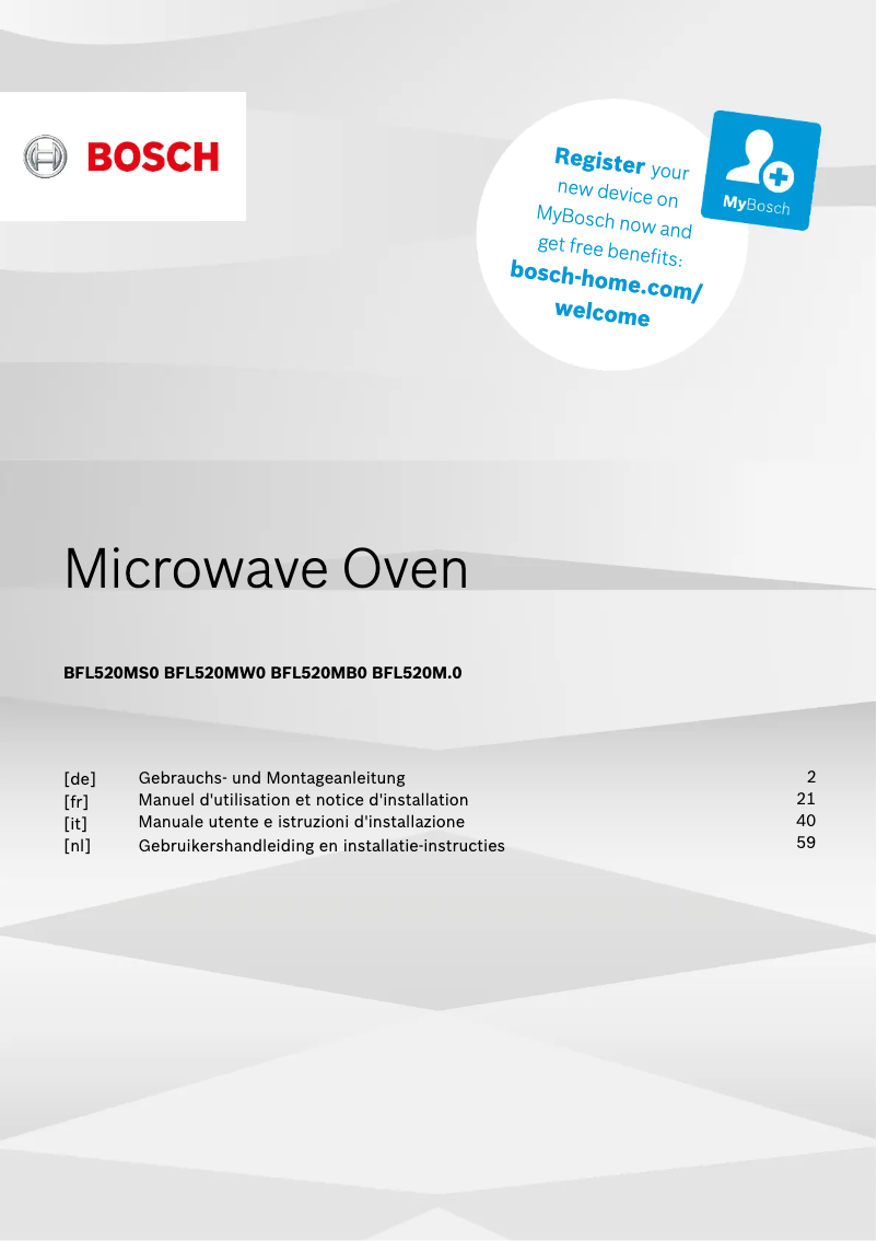 Page 1 de la notice Fiche technique Bosch BFL520MS0