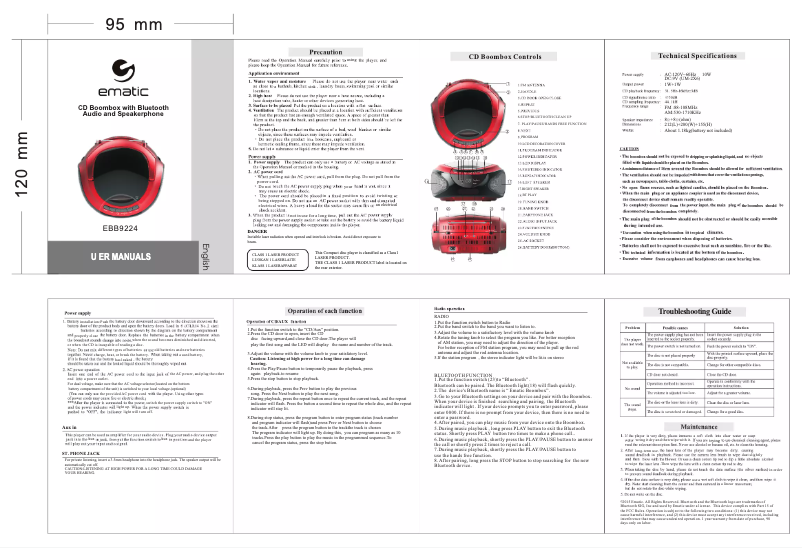 Page n°1 - Manuel utilisateur Ematic EBB9224