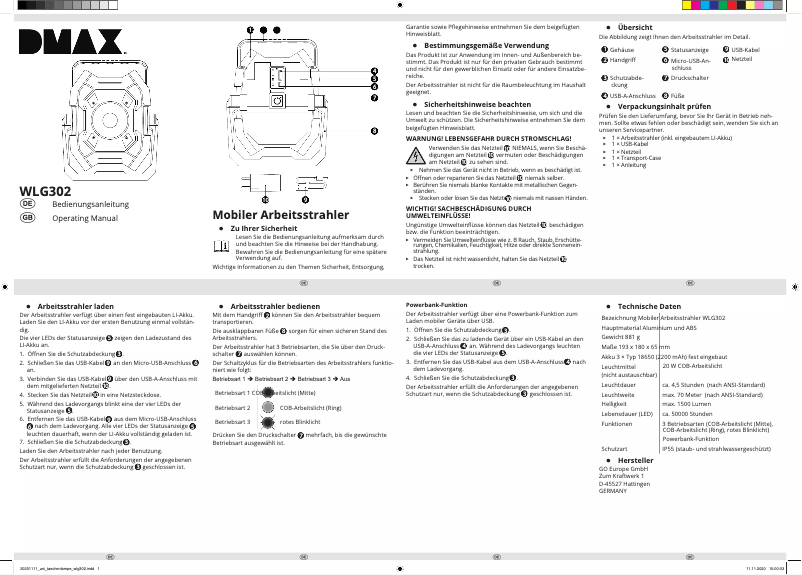Página 1 del manual Manual de usuario Olympia WLG 302