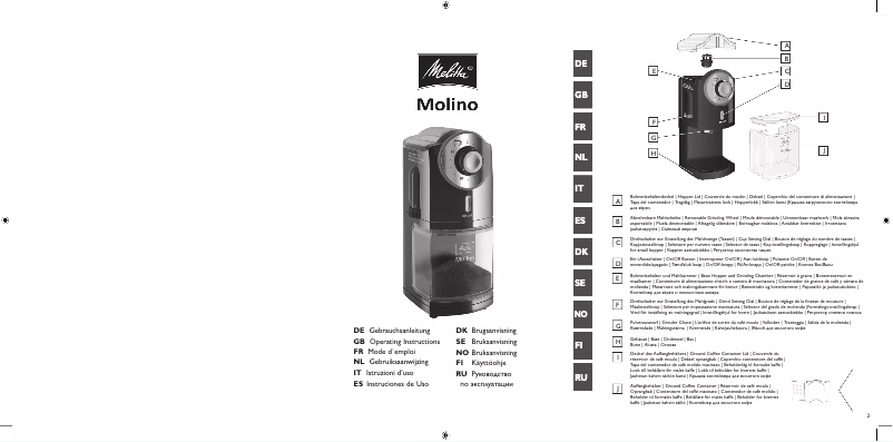 Page 1 de la notice Manuel utilisateur Melitta Molino