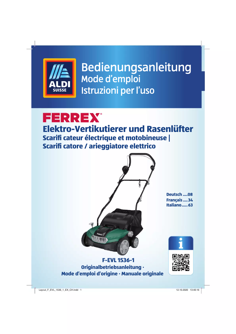 Page 1 de la notice Manuel utilisateur Ferrex F-EVL 1536-1