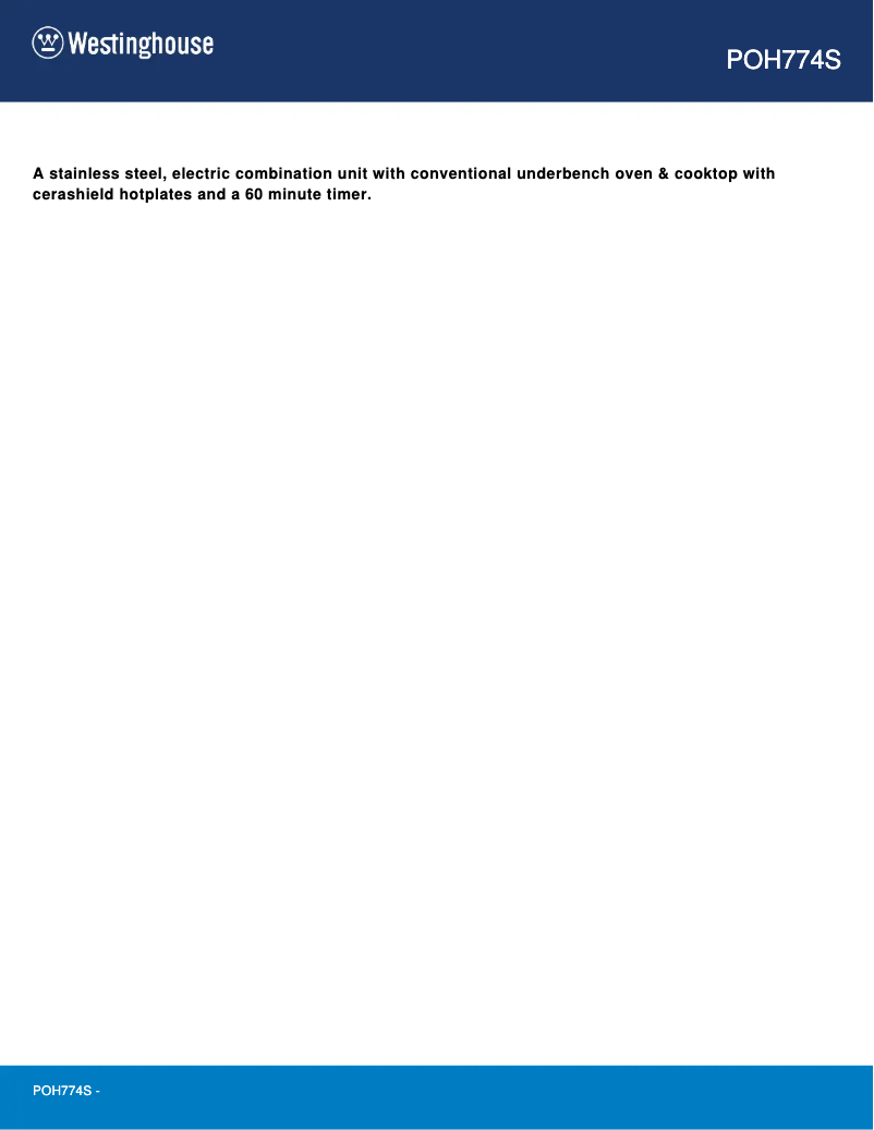 Page 1 de la notice Manuel utilisateur Westinghouse POH774S