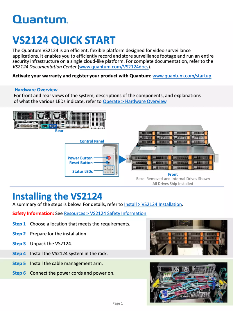 Page 1 de la notice Manuel utilisateur Quantum VS2124