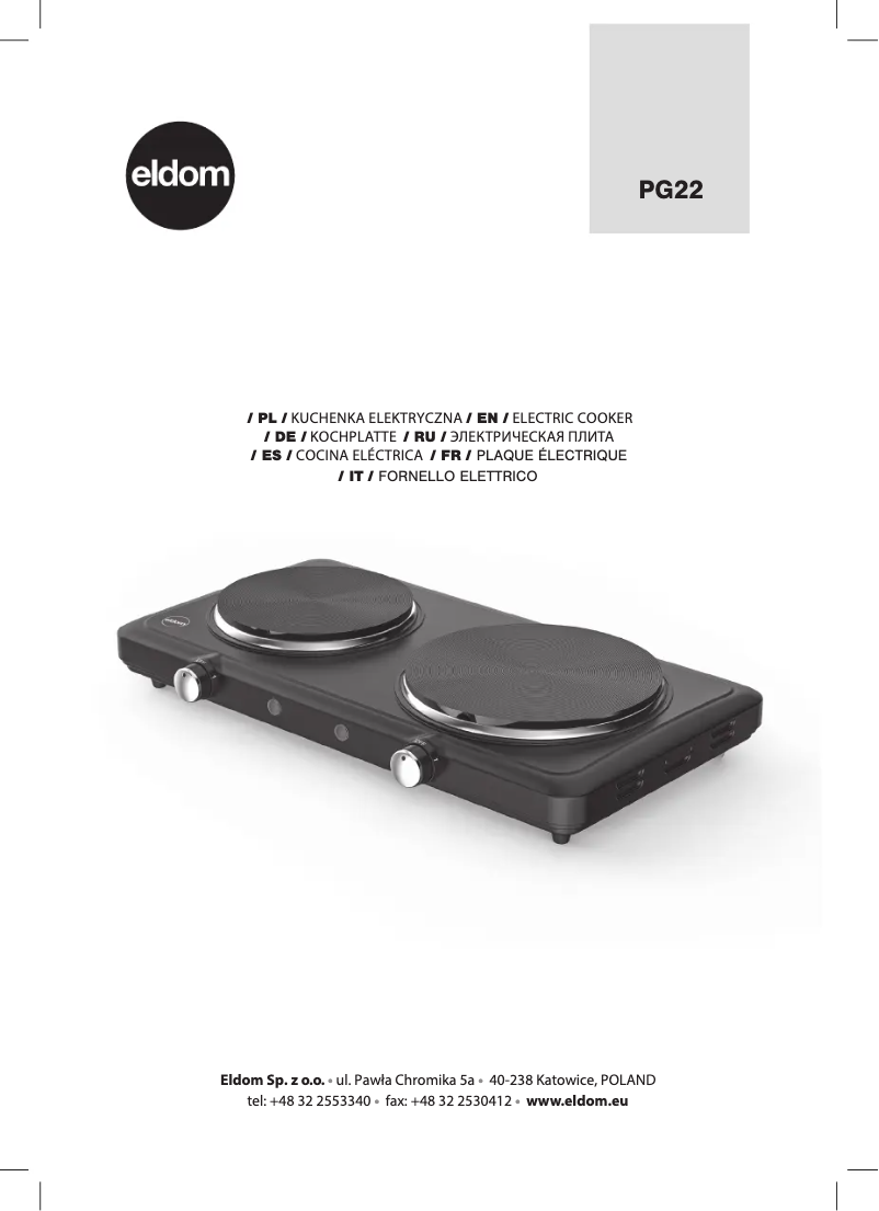 Page n°1 - Manuel utilisateur Eldom MASTER DUO PG22