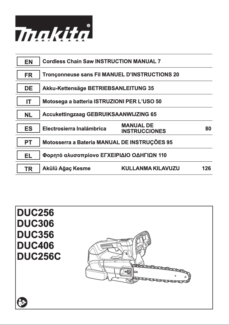 Page 1 de la notice Fiche technique Makita DUC256PG2