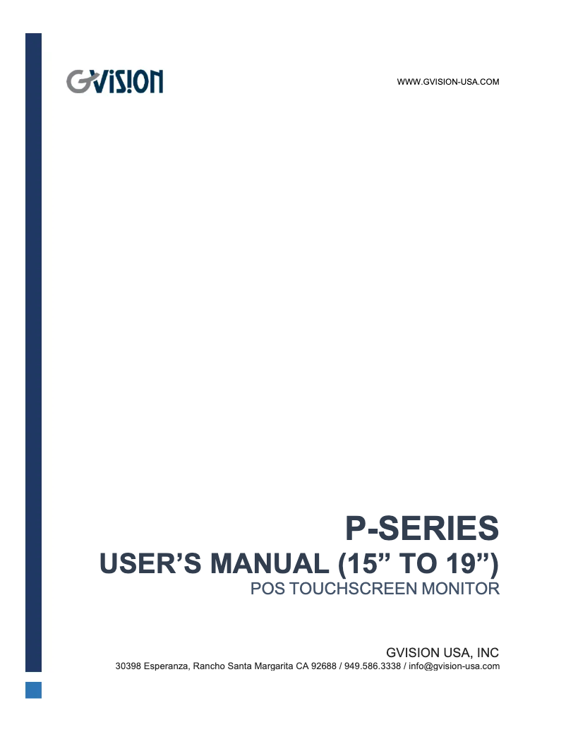 Page 1 de la notice Manuel utilisateur GVision P17BH-AB-400G