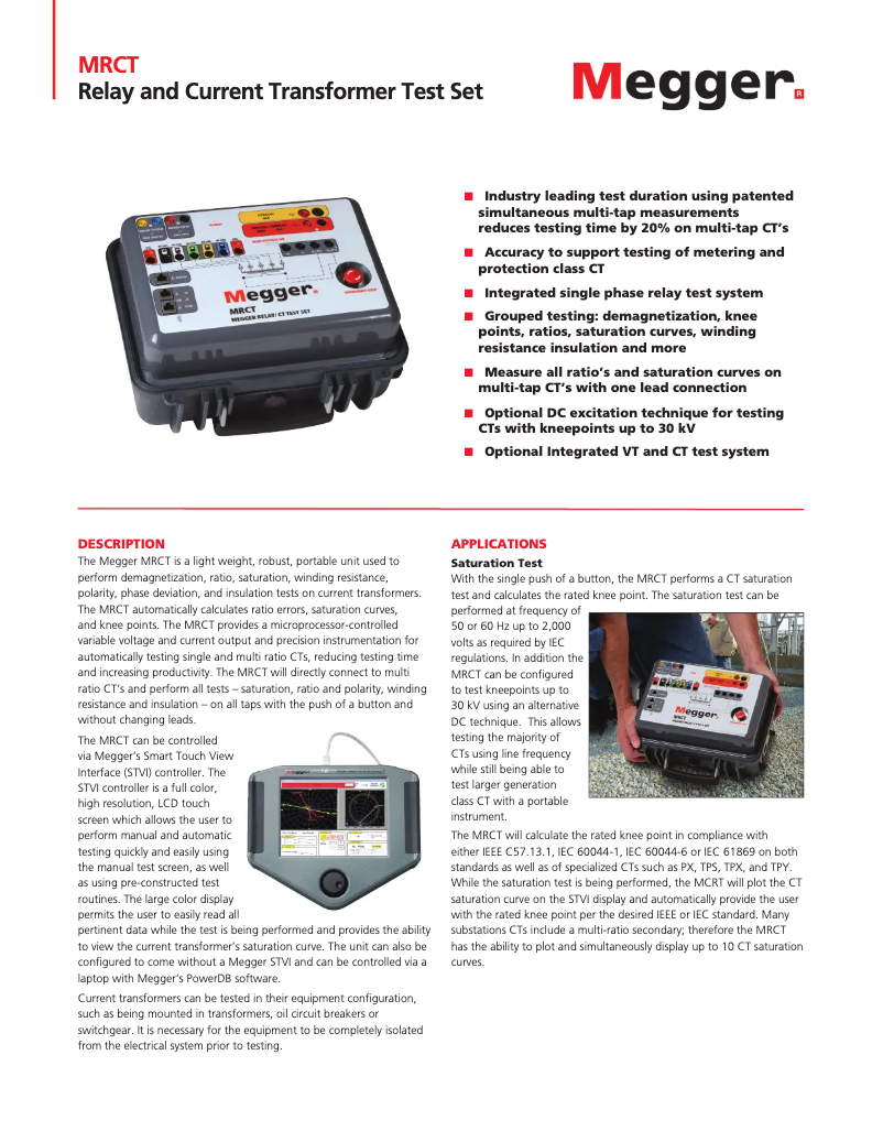 Page 1 de la notice Fiche technique Megger MRCT