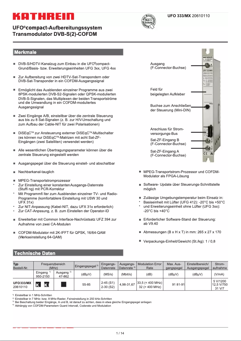 Image de la première page du manuel de l'appareil UFO 333/MX