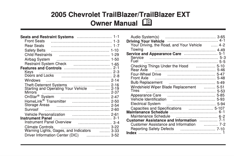 Image de la première page du manuel de l'appareil Trailblazer (2025)