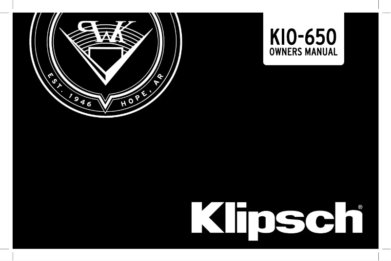 Page 1 de la notice Manuel utilisateur Klipsch KIO-650