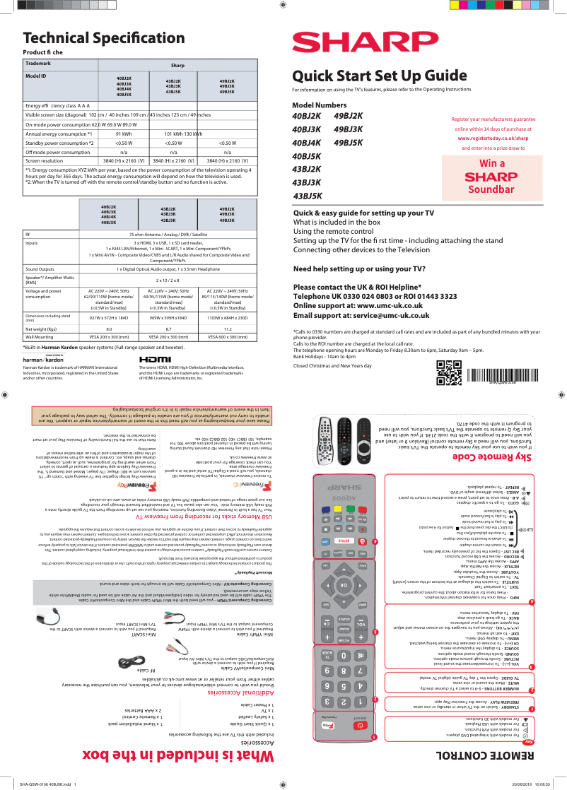 Page 1 de la notice Guide de démarrage rapide Sharp 49BJ2K