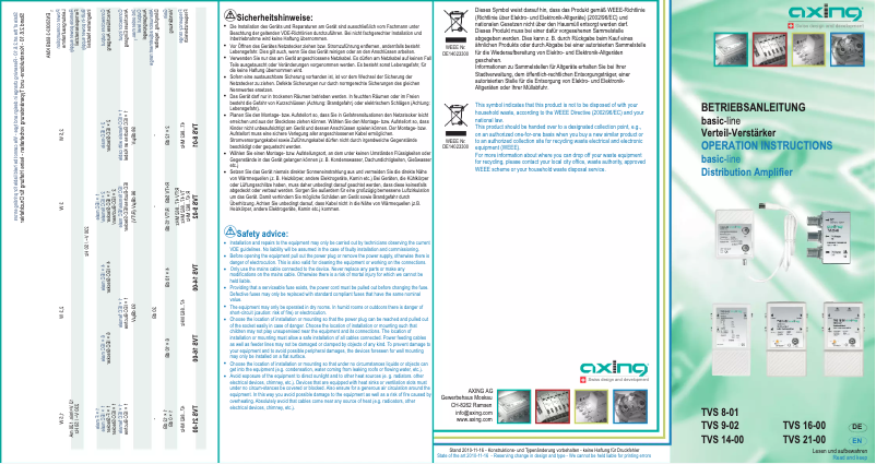 Page 1 de la notice Manuel utilisateur Axing TVS 14-00