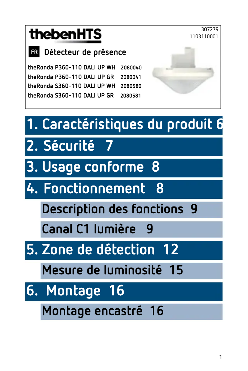 Page n°1 - Manuel utilisateur Theben theRonda P360-110 DALI UP