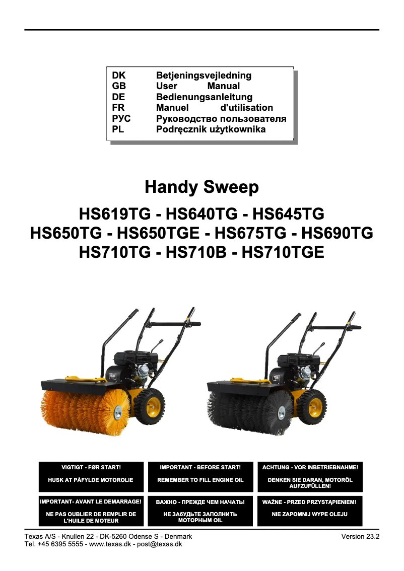 Page n°1 - Manuel utilisateur Texas Handy Sweep 650TGE