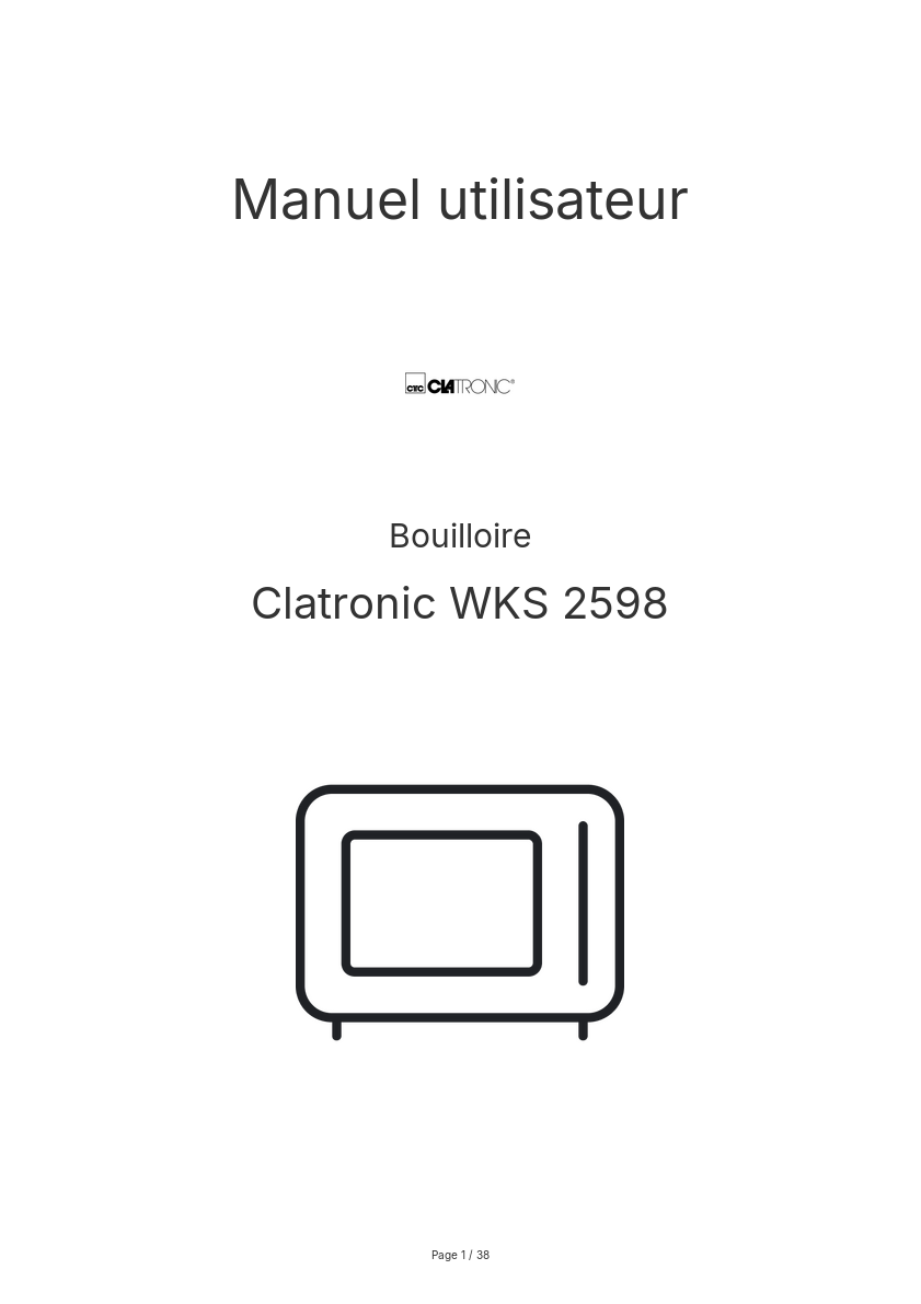 Image de la première page du manuel de l'appareil WKS 2598
