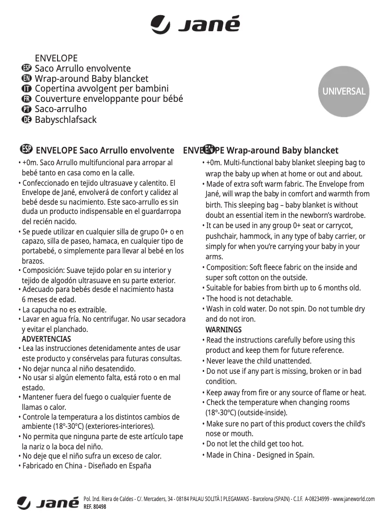 Página 1 del manual Manual de usuario Jane Envelope