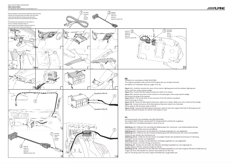 Page 1 de la notice Manuel utilisateur Alpine KWE-901G7MIC