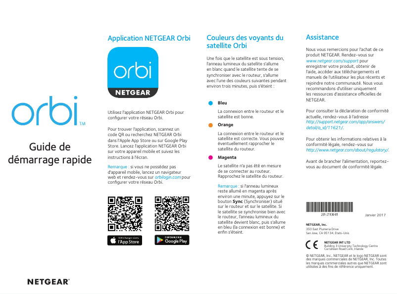 Page 1 de la notice Guide d'installation Netgear Orbi RBK40