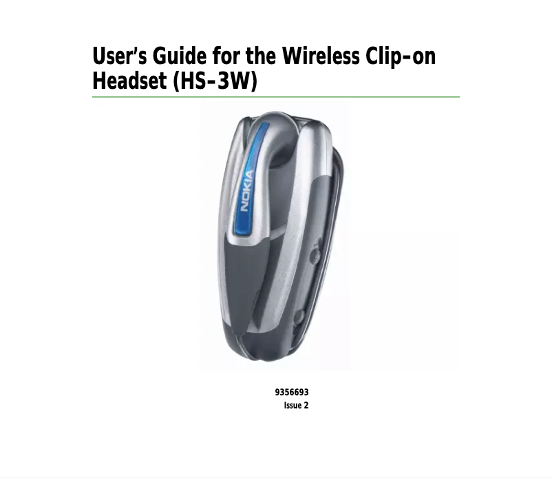 Página 1 del manual Manual de usuario Nokia HS-3W