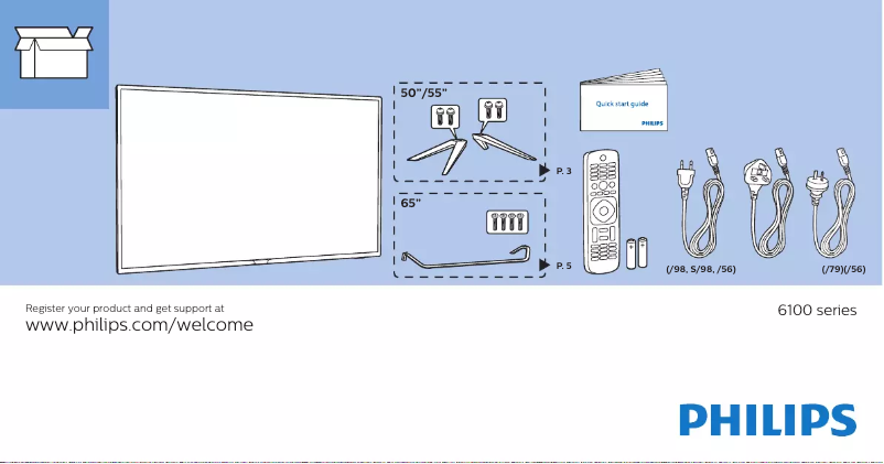 Page 1 de la notice Guide de démarrage rapide Philips 6000 series 55PUT6102