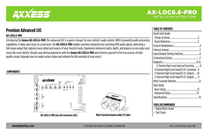 Página 1 del manual Manual de usuario AXESS AX-LOC6.6-PRO