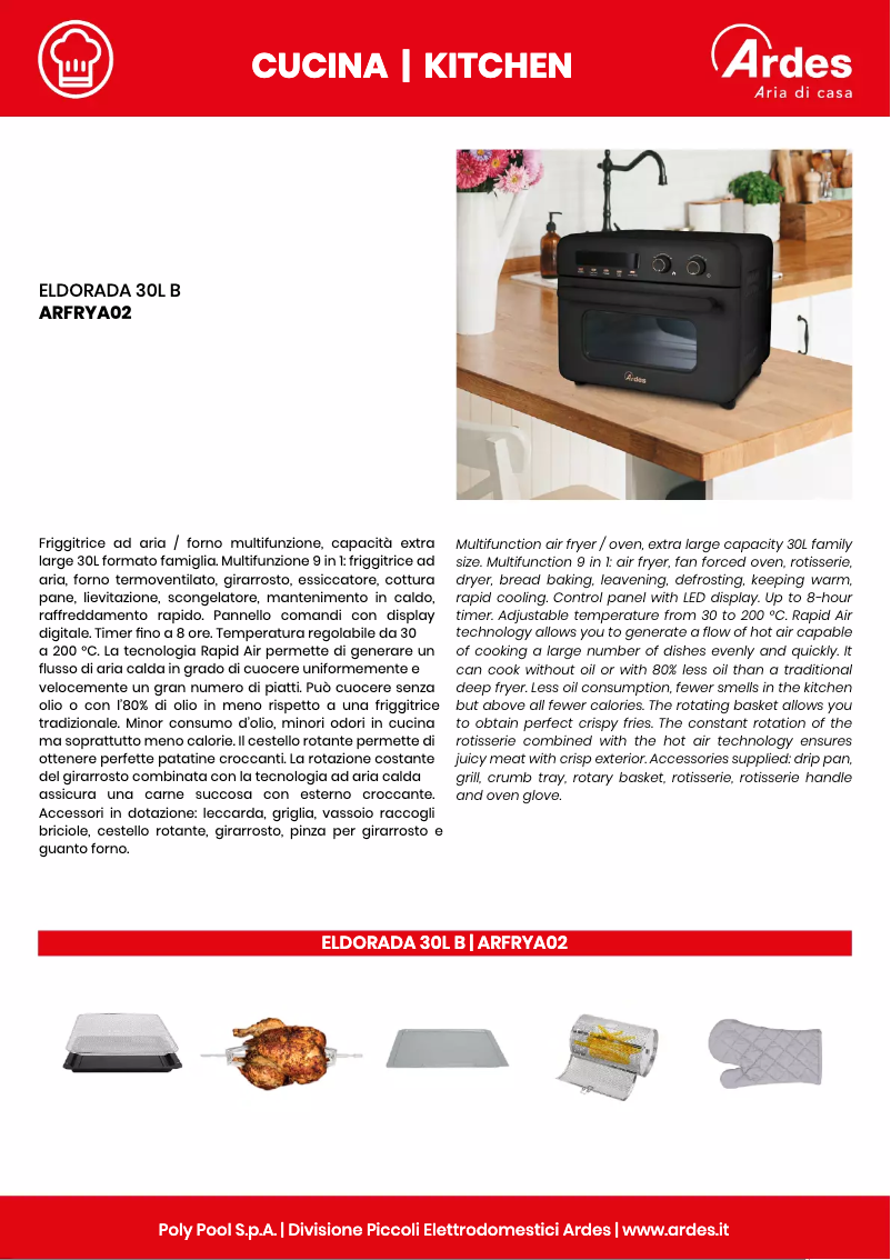 Página 1 del manual Ficha técnica Ardes ARFRYA02