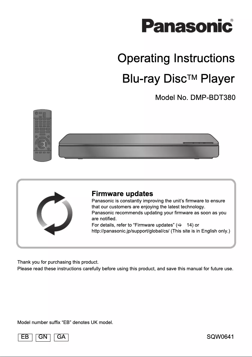 Image de la première page du manuel de l'appareil DMP-BDT380GN