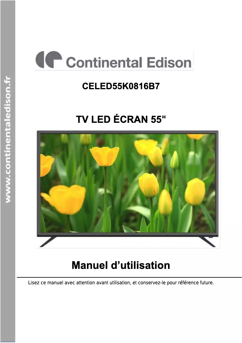 Page n°1 - Manuel utilisateur Continental Edison CELED55K0816B7