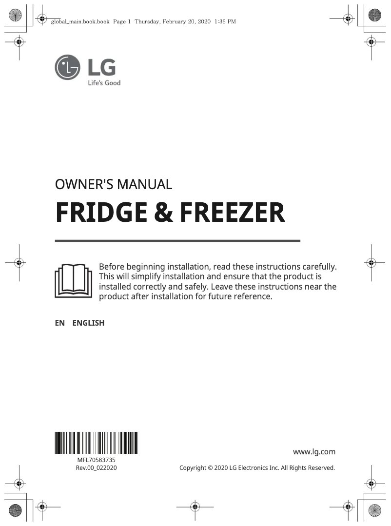 Page 1 de la notice Manuel utilisateur LG GC-B247JEDV