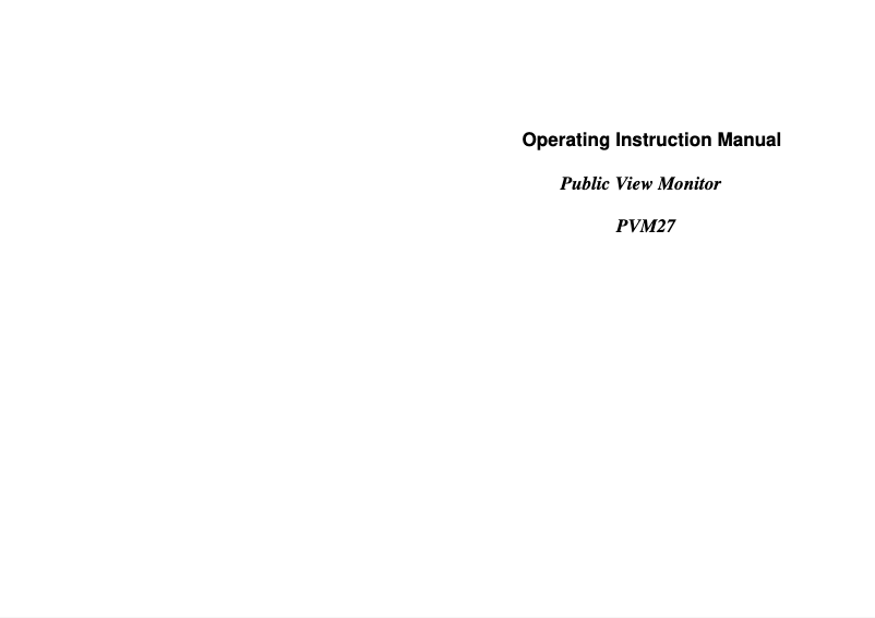Page 1 of the manual User Manual Speco Technologies PVM27