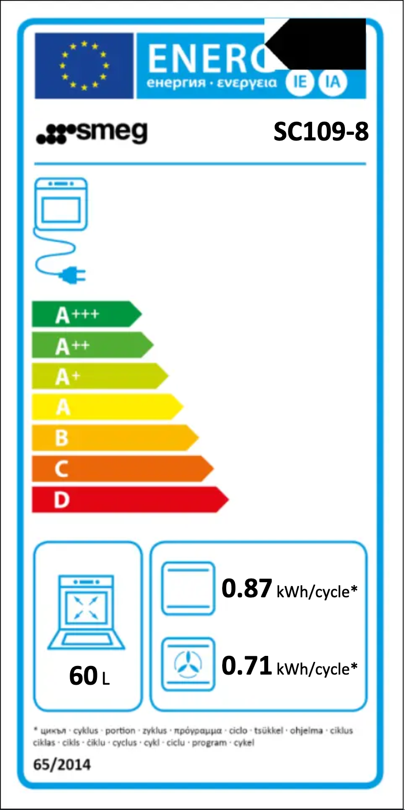Page n°1 - Label énergétique Smeg SC109-8
