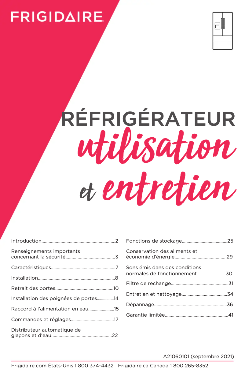 Page 1 de la notice Manuel utilisateur Frigidaire GRMC2273BD